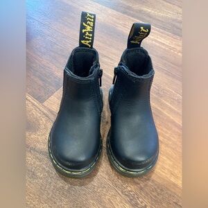 Dr. Martens Black Toddler Chelsea Boots with Yellow Stitching